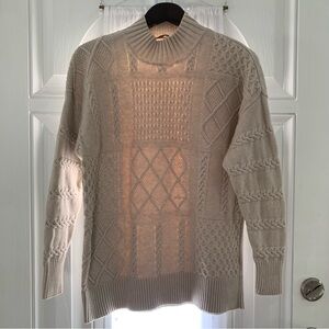 Belldini Cream EUC Cable Knit Cowlneck Sweater